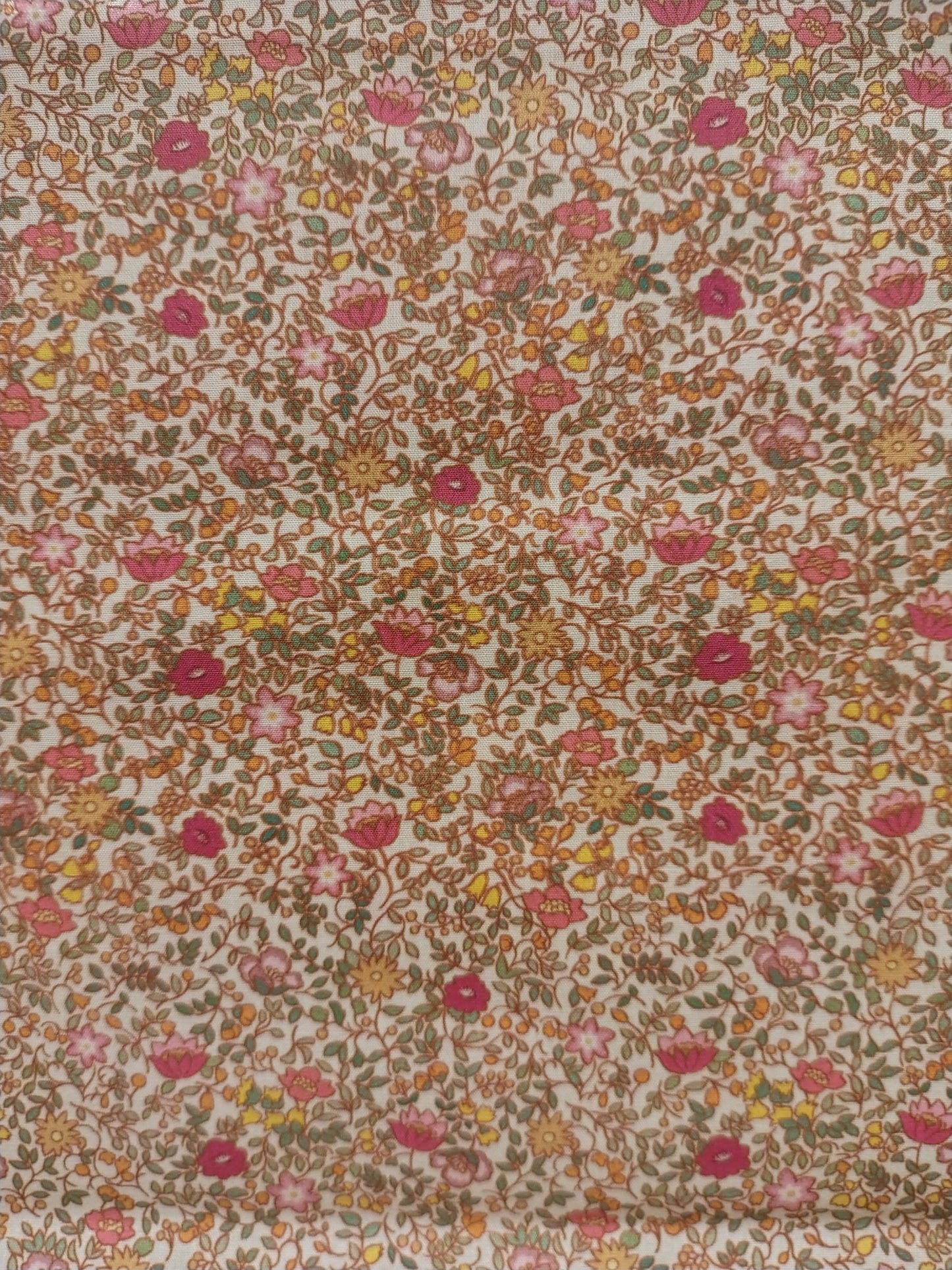 Batiste de coton imprimée fleurie rose corail