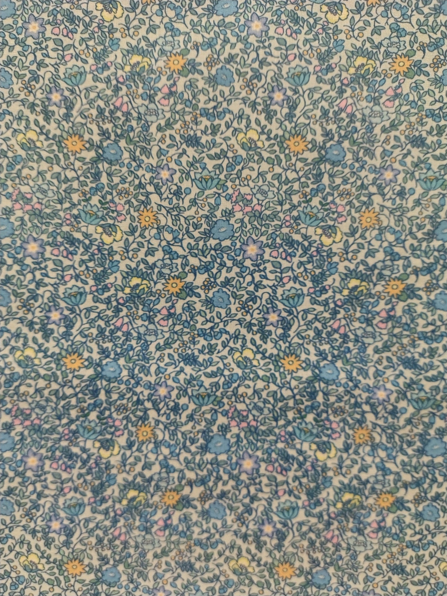 Batiste de coton imprimée fleurie bleu turquoise